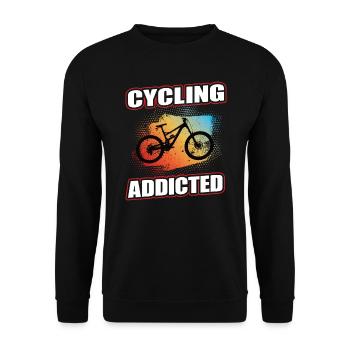 Cycling Addicted Mountain Bike MTB Bicycle Wheel - Unisex Sweatshirt - black - Front - Alina (178cm) & Michal (187cm)