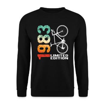 40 Birthday 1983 Vintage Retro Bicycle Cyclist - Unisex Sweatshirt - black - Front - Alina (178cm) & Michal (187cm)