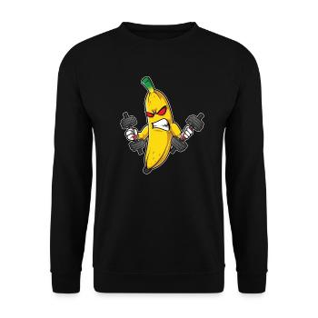 Fitness Banana Workout Routine Training Gym - Unisex Pullover - Schwarz - Vorne - Alina (178cm) & Michal (187cm)
