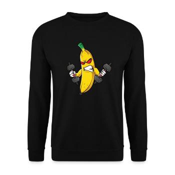 Fitness Banana Workout Routine Training Gym - Unisex Pullover - Schwarz - Vorne - Alina (178cm) & Michal (187cm)