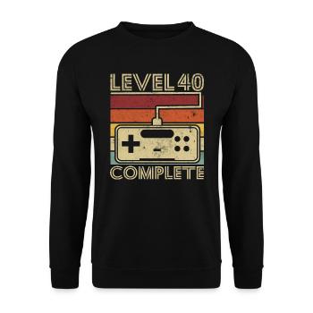 Level 40 komplett Geschenk 40 Jahre Geburtstag - Unisex Pullover - Schwarz - Vorne - Alina (178cm) & Michal (187cm)