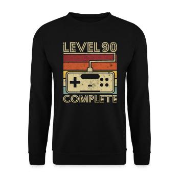 Level 90 complete Gift 90 years Birthday - Unisex Sweatshirt - black - Front - Alina (178cm) & Michal (187cm)