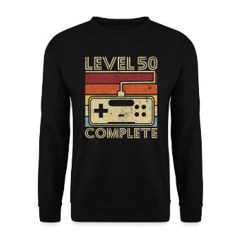 Level 50 komplett Geschenk 50 Jahre Geburtstag - Unisex Pullover - Schwarz - Vorne - Alina (178cm) & Michal (187cm)