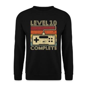 Level 10 Complete Gift 10 Years Birthday - Unisex Sweatshirt - black - Front - Alina (178cm) & Michal (187cm)
