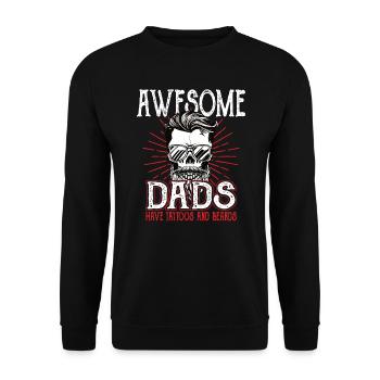 Awesome Dads have Tattoos Beards Vater Tattoo Bart - Unisex Pullover - Schwarz - Vorne - Alina (178cm) & Michal (187cm)