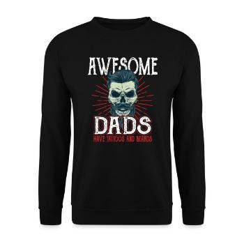 Awesome Dads have Tattoos Beards Vater Tattoo Bart - Unisex Pullover - Schwarz - Vorne - Alina (178cm) & Michal (187cm)