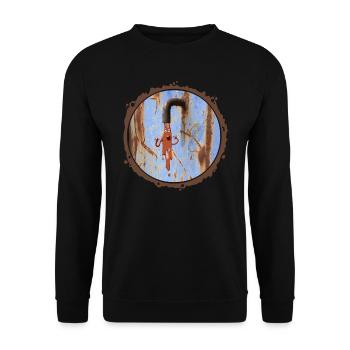 Schleimmonster mit rostigem Rand - Unisex Pullover - Schwarz - Vorne - Alina (178cm) & Michal (187cm)