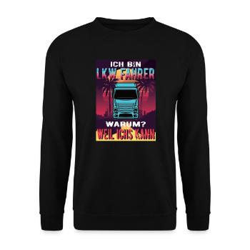 LKW Fahrer Sunset Eurotruck - Unisex Pullover - Schwarz - Vorne - Alina (178cm) & Michal (187cm)
