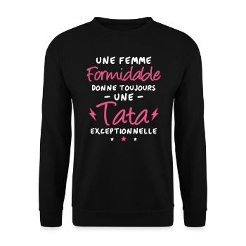 Une femme formidable donne une tata exceptionnelle - Sweat-shirt Unisexe - noir - Devant - Alina (178cm) & Michal (187cm)