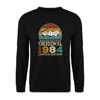 Drone Pilot Whoop Copter FPV UAS Pilot Drone 1984 - Unisex Sweatshirt - black - Front - Alina (178cm) & Michal (187cm)
