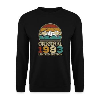Drone Pilot Whoop Copter FPV UAS Pilot Drone 1983 - Unisex Sweatshirt - black - Front - Alina (178cm) & Michal (187cm)