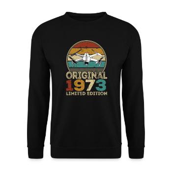 Drone Pilot Whoop Copter FPV UAS Pilot Drone 1973 - Unisex Sweatshirt - black - Front - Alina (178cm) & Michal (187cm)