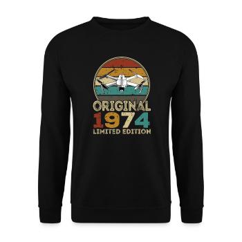 Drone Pilot Whoop Copter FPV UAS Pilot Drone 1974 - Unisex Sweatshirt - black - Front - Alina (178cm) & Michal (187cm)