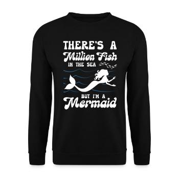 There is A Million Fish But I Am Mermaid - Unisex Pullover - Schwarz - Vorne - Alina (178cm) & Michal (187cm)