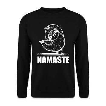 Yoga Faultier Namaste - Unisex Pullover - Schwarz - Vorne - Alina (178cm) & Michal (187cm)