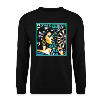 Dart jouant dames - cadeau Cool - Sweat-shirt Unisexe - noir - Devant - Alina (178cm) & Michal (187cm)