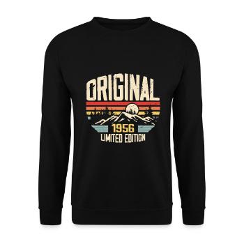 Nostalgic 1956 Birthday Present 1956 - Unisex Sweatshirt - black - Front - Alina (178cm) & Michal (187cm)
