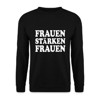 frauen stärken frauen - Unisex Pullover - Schwarz - Vorne - Alina (178cm) & Michal (187cm)
