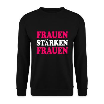 frauen stärken frauen - Unisex Pullover - Schwarz - Vorne - Alina (178cm) & Michal (187cm)
