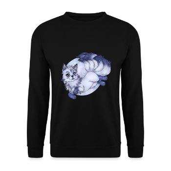 Kitsune Fuchs Fuchsgeist Inari Japan Mythologie - Unisex Pullover - Schwarz - Vorne - Alina (178cm) & Michal (187cm)