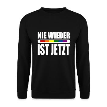 Nie wieder ist jetzt - Unisex Pullover - Schwarz - Vorne - Alina (178cm) & Michal (187cm)