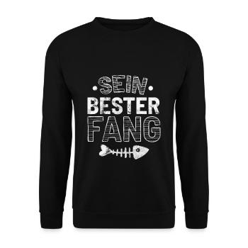 Angler Angelfreunde Anglerpaar Sprüche Geschenk - Unisex Pullover - Schwarz - Vorne - Alina (178cm) & Michal (187cm)