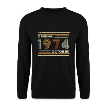 50th Birthday October 1974 Vintage Original Retro - Unisex Sweatshirt - black - Front - Alina (178cm) & Michal (187cm)