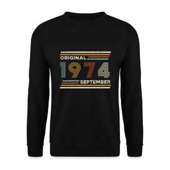 50th Birthday September 1974 Vintage Original Retr - Unisex Sweatshirt - black - Front - Alina (178cm) & Michal (187cm)