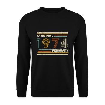50th Birthday February 1974 Vintage Original Retro - Unisex Sweatshirt - black - Front - Alina (178cm) & Michal (187cm)