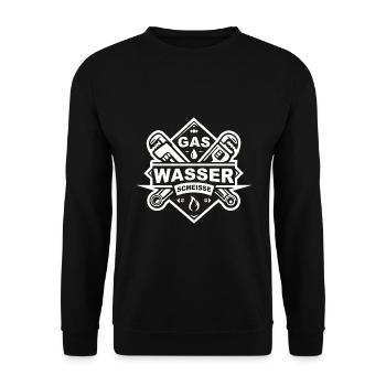 Gas Wasser Scheisse Klempner - Unisex Pullover - Schwarz - Vorne - Alina (178cm) & Michal (187cm)