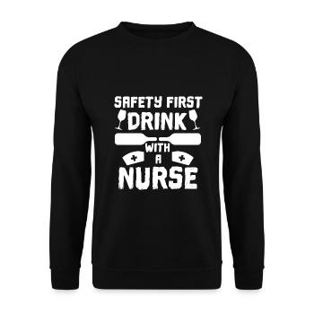 Drink with a Nurse - Nurse Nursing Sick Nurse - Unisex Sweatshirt - black - Front - Alina (178cm) & Michal (187cm)