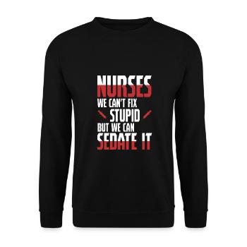 Nurse - Sedate It - Nurse Nursing Krankschwester - Unisex Pullover - Schwarz - Vorne - Alina (178cm) & Michal (187cm)