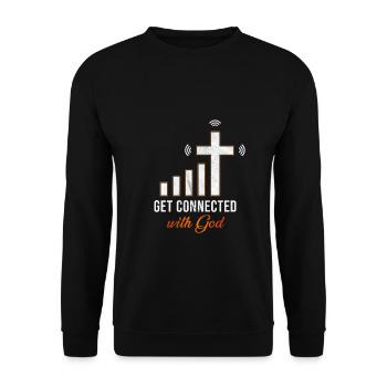 Get Connected with God - Christ Jesus Bibel Gott - Unisex Pullover - Schwarz - Vorne - Alina (178cm) & Michal (187cm)