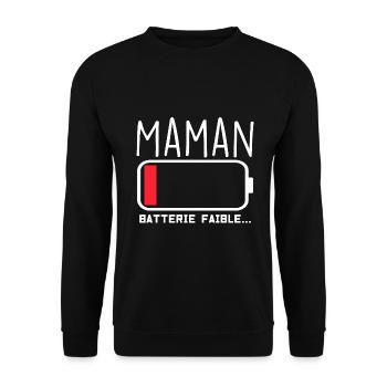 Maman Batterie Faible Mais Qui Résiste - Sweat-shirt Unisexe - noir - Devant - Alina (178cm) & Michal (187cm)