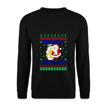 MERRY CHRISTMAS - Unisex Sweatshirt - black - Front - Alina (178cm) & Michal (187cm)