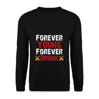 für immer jung - Unisex Pullover - Schwarz - Vorne - Alina (178cm) & Michal (187cm)
