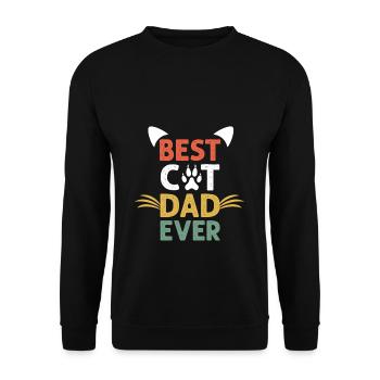 Best cat dad ever - Unisex Pullover - Schwarz - Vorne - Alina (178cm) & Michal (187cm)