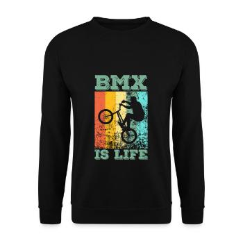 BMX is life BMX rider bike jump bicycle - Unisex Sweatshirt - black - Front - Alina (178cm) & Michal (187cm)