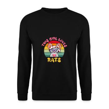 Ratte Farbratte Ratten-Liebhaber Nager Geschenk - Unisex Pullover - Schwarz - Vorne - Alina (178cm) & Michal (187cm)