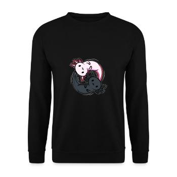 Axolotls Ying Yang Meditation Yoga Axolotl - Sweat-shirt Unisexe - noir - Devant - Alina (178cm) & Michal (187cm)