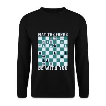 May the Forks be with you - Unisex Pullover - Schwarz - Vorne - Alina (178cm) & Michal (187cm)