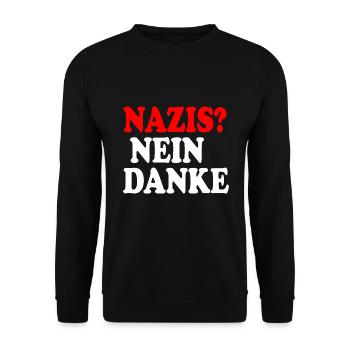 Nazis nein danke - Unisex Pullover - Schwarz - Vorne - Alina (178cm) & Michal (187cm)