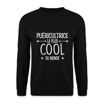 puéricultrice / puériculture / enfant / bébé - Sweat-shirt Unisexe - noir - Devant - Alina (178cm) & Michal (187cm)