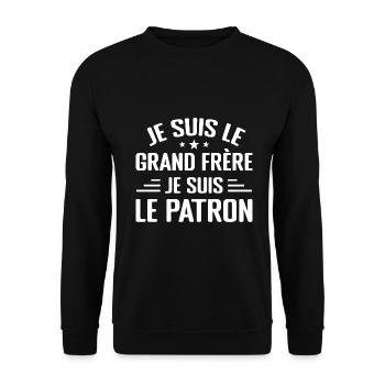 Je Suis Le Grand Frère Je Suis Le Patron Humour - Sweat-shirt Unisexe - noir - Devant - Alina (178cm) & Michal (187cm)