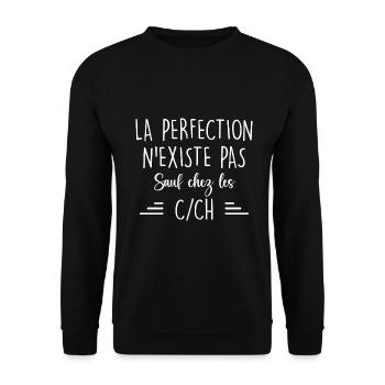 La Perfection N'existe Pas Sauf Chez Les C/CH - Sweat-shirt Unisexe - noir - Devant - Alina (178cm) & Michal (187cm)