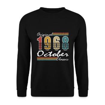 1968 Jahrgang Geburtstag Geburtsjahr 1968 Geschenk - Unisex Pullover - Schwarz - Vorne - Alina (178cm) & Michal (187cm)