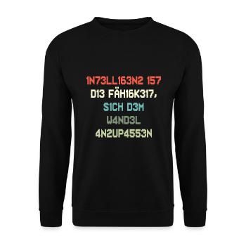 Die Fähigkeit sich dem Wandel anzupassen - Unisex Pullover - Schwarz - Vorne - Alina (178cm) & Michal (187cm)