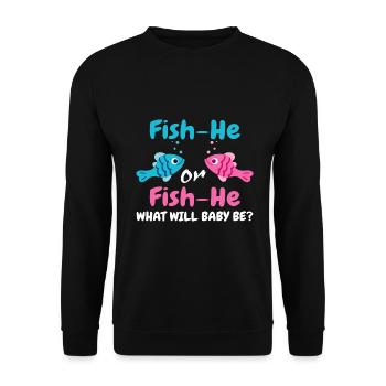 Fish-He or Fish-She Gender Reveal Fishing Gender - Sweat-shirt Unisexe - noir - Devant - Alina (178cm) & Michal (187cm)