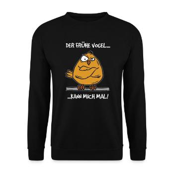 I dont'care on the "early bird - Unisex Sweatshirt - black - Front - Alina (178cm) & Michal (187cm)