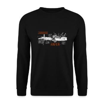 Zuhause ist wo ein Hafen ist Hafenstadt Hamburg - Unisex Pullover - Schwarz - Vorne - Alina (178cm) & Michal (187cm)